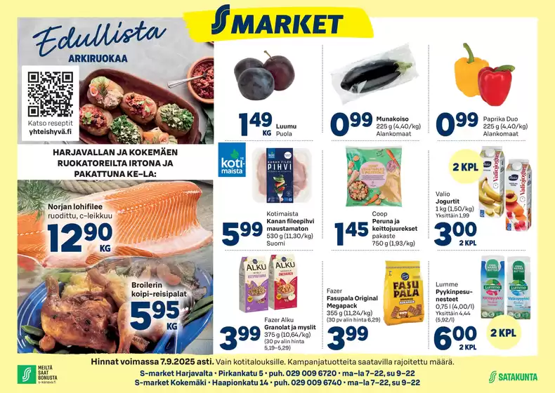 S-Market -luettelo, Raahe | S-market Huittinen ja Kokemäki Sydän-Satakunta 4.9.2025 | 2025-09-04T00:00:00.000Z - 2025-09-18T00:00:00.000Z