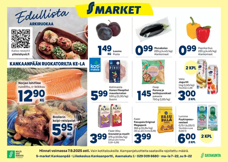 S-Market -luettelo, Raahe | S-market Kankaanpää Kankaanpään Seutu 4.9.2025 | 2025-09-04T00:00:00.000Z - 2025-09-18T00:00:00.000Z