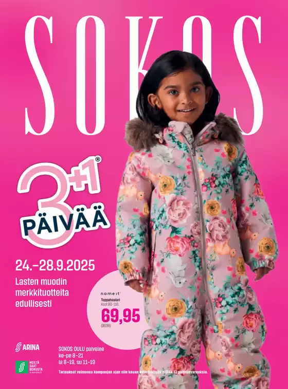 Arina Sokos 3plus1 päivää lasten kuvasto S2025