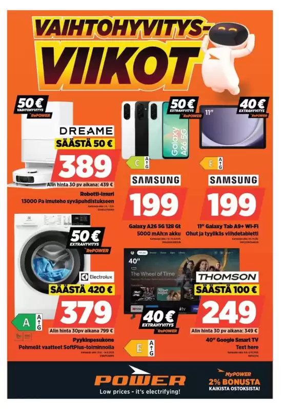 Power -luettelo, Sastamala | Power tarjoukset | 2025-09-01T00:00:00.000Z - 2025-09-21T00:00:00.000Z