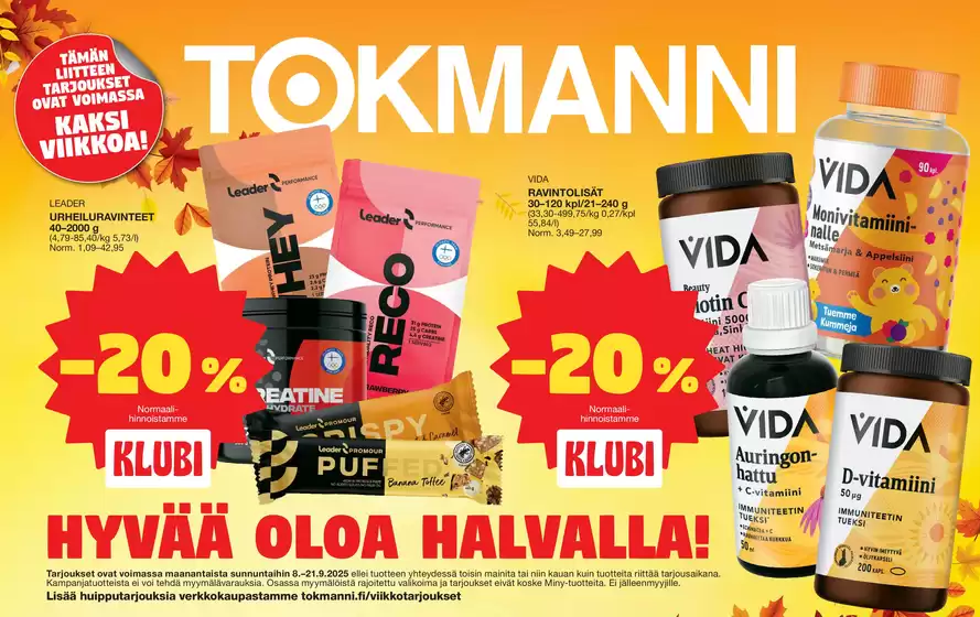 Tokmanni -luettelo, Kuopio | Terveysliite | 2025-09-12T00:00:00.000Z - 2025-09-26T00:00:00.000Z