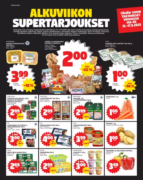 Tokmanni -luettelo, Kuopio | Ruokasanomat | 2025-09-14T00:00:00.000Z - 2025-09-28T00:00:00.000Z