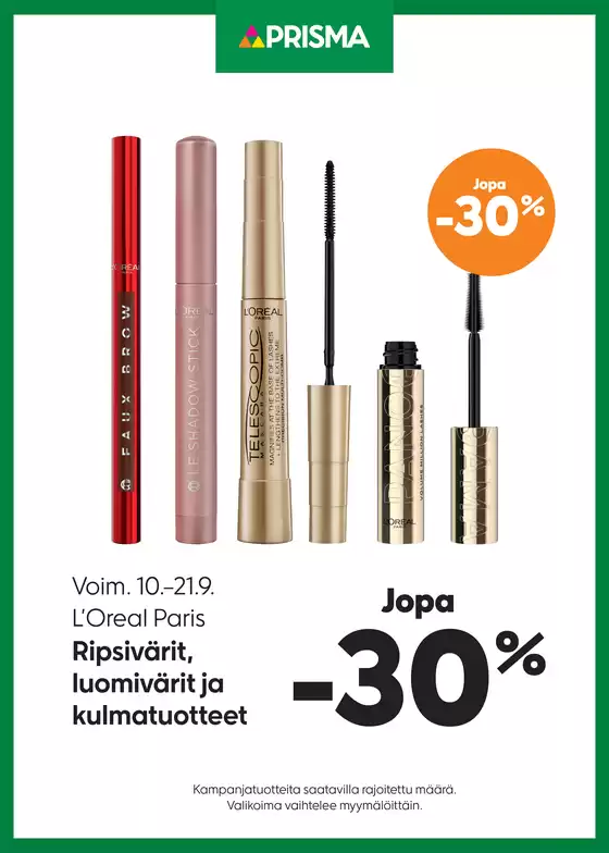 Prisma -luettelo, Espoo | Prisma L’Oreal Paris 10.–21.9. | 2025-09-15T00:00:00.000Z - 2025-09-29T00:00:00.000Z