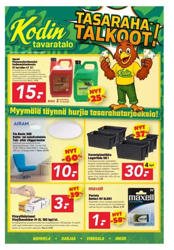 Kodin Tavaratalo -luettelo | Huipputarjouksia säästöhaukoille | 2025-09-16T00:00:00.000Z - 2025-09-30T00:00:00.000Z