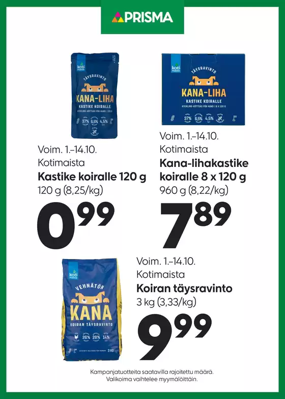 Prisma Kotimaista koiranruoka 1.–14.10.