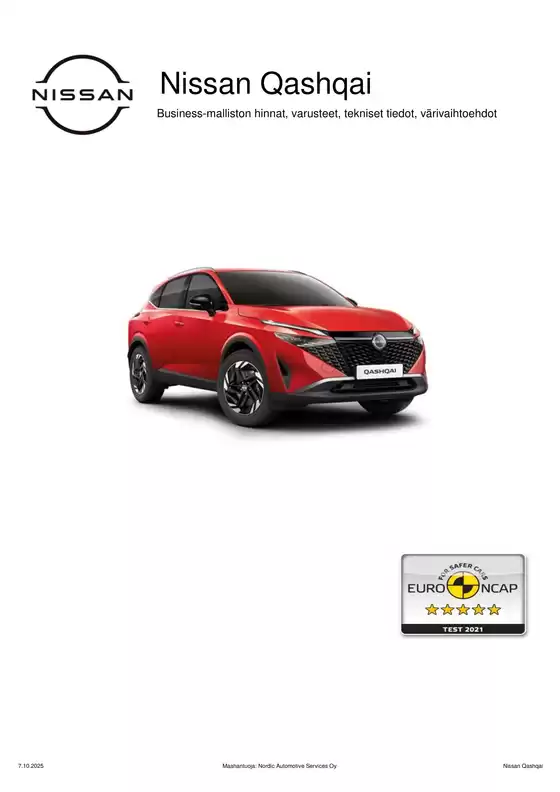 Nissan -luettelo, Ivalo | Qashqai Asiakashinnasto Business%2007 10 2025 | 2025-10-09T00:00:00.000Z - 2025-10-23T00:00:00.000Z
