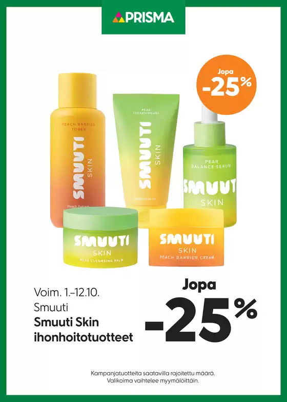Prisma -luettelo, Pietarsaari | Prisma Smuuti Skin 1.–12.10. | 2025-10-09T00:00:00.000Z - 2025-10-23T00:00:00.000Z
