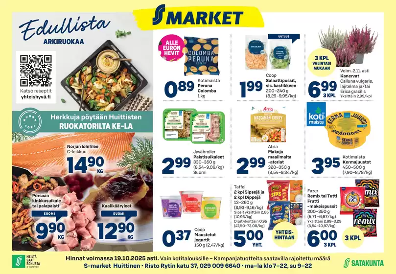 S-Market -luettelo, Lempäälä | S-market Huittinen Lauttakylä-lehti 15.10.2025 | 2025-10-16T00:00:00.000Z - 2025-10-30T00:00:00.000Z