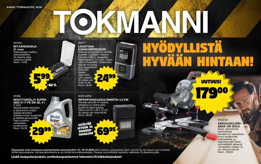 Tokmanni -luettelo, Kouvola | Työkaluliite | 2025-10-17T00:00:00.000Z - 2025-10-31T00:00:00.000Z