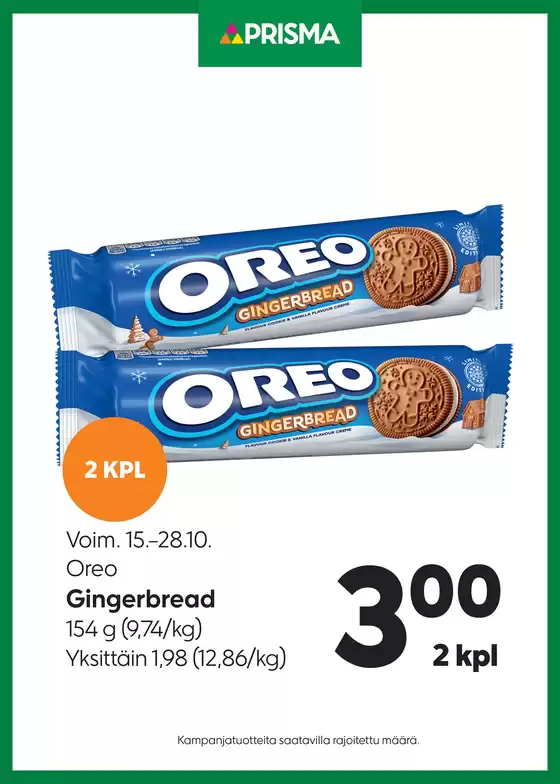Prisma -luettelo, Kuopio | Prisma Oreo 15.-28.10. | 2025-10-20T00:00:00.000Z - 2025-11-03T00:00:00.000Z