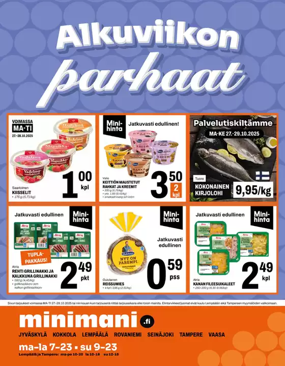 Minimani -luettelo, Jyväskylä | Parhaat diilimme sinulle | 2025-10-27T00:00:00.000Z - 2025-11-10T00:00:00.000Z