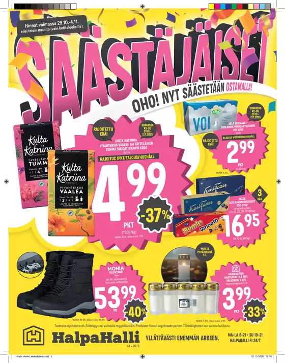 HalpaHalli -luettelo, Imatra | Parhaat löytömme | 2025-10-29T00:00:00.000Z - 2025-11-04T00:00:00.000Z