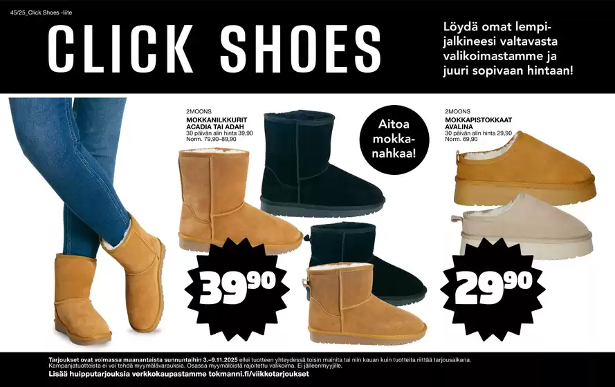 Tokmanni -luettelo, Vantaa | Click Shoes -liite | 2025-11-03T00:00:00.000Z - 2025-11-09T00:00:00.000Z