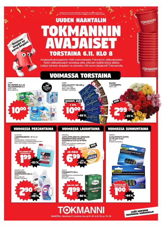 Tokmanni -luettelo, Varkaus | Avajaistarjoukset | 2025-11-06T00:00:00.000Z - 2025-11-09T00:00:00.000Z