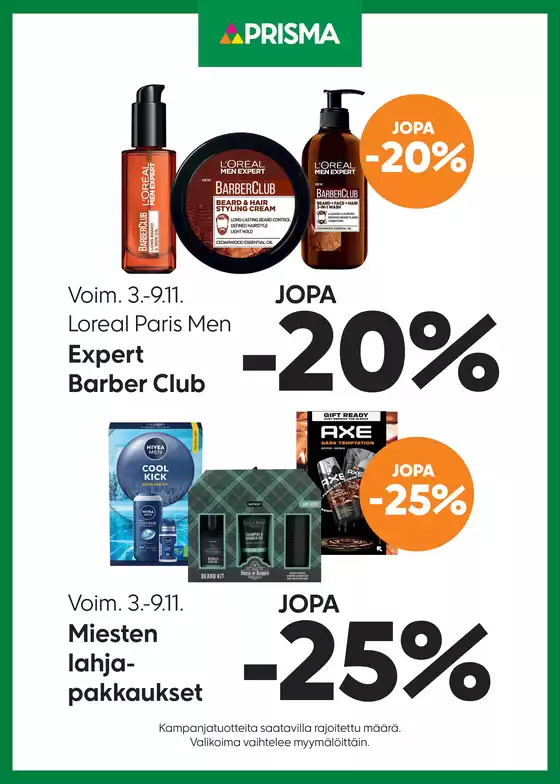Prisma -luettelo | Prisma isänpäivälahjat 3.-9.11. | 2025-03-03T00:00:00.000Z - 2025-11-09T00:00:00.000Z