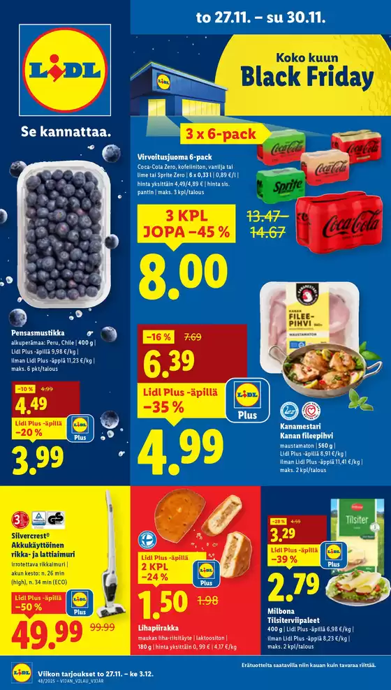 Lidl -luettelo, Seinäjoki | Eksklusiivisia diilejä asiakkaillemme | 2025-11-24T00:00:00.000Z - 2025-12-03T00:00:00.000Z