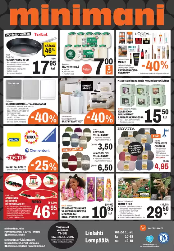 Minimani -luettelo, Siilinjärvi | Mahtavia alennuksia valituista tuotteista | 2025-11-25T00:00:00.000Z - 2025-11-30T00:00:00.000Z
