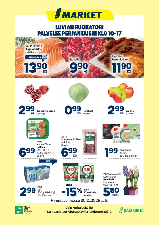 S-Market -luettelo | S-market Luvia 26.11.2025 | 2025-11-27T00:00:00.000Z - 2025-11-30T00:00:00.000Z