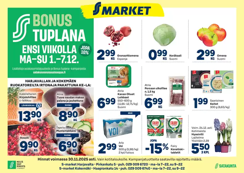 S-Market -luettelo | S-Market tarjoukset | 2025-12-01T00:00:00.000Z - 2025-12-07T00:00:00.000Z