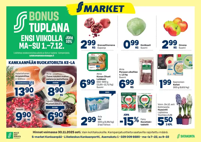 S-Market -luettelo | S-market Kankaanpää 27.11.2025 | 2025-12-01T00:00:00.000Z - 2025-12-07T00:00:00.000Z