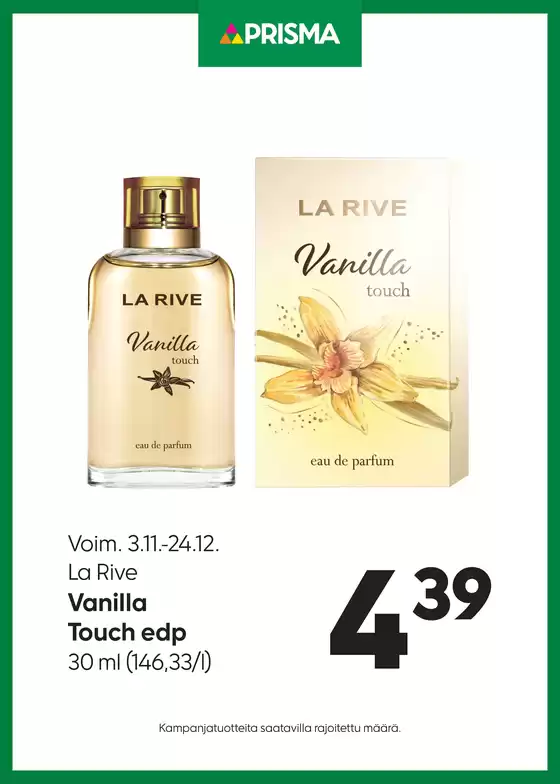 Prisma -luettelo, Lappeenranta | Prisma La Rive 3.11.-24.12. | 2025-11-03T00:00:00.000Z - 2025-12-24T00:00:00.000Z