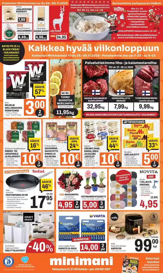 Minimani -luettelo, Vantaa | Huipputarjouksia kaikille tarjoushaukoille | 2025-11-25T00:00:00.000Z - 2025-11-30T00:00:00.000Z