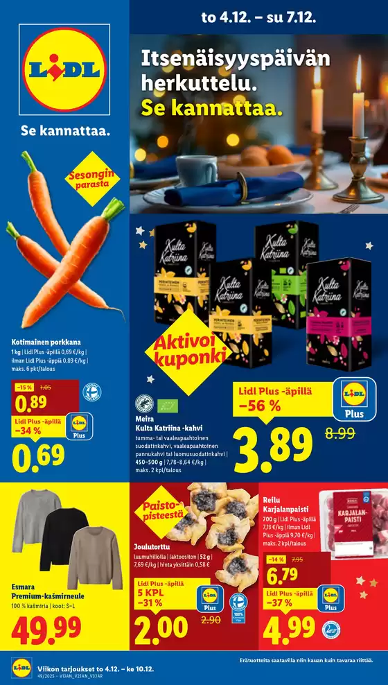 Lidl -luettelo, Ylöjärvi | Eksklusiivisia löytöjä | 2025-12-01T00:00:00.000Z - 2025-12-10T00:00:00.000Z