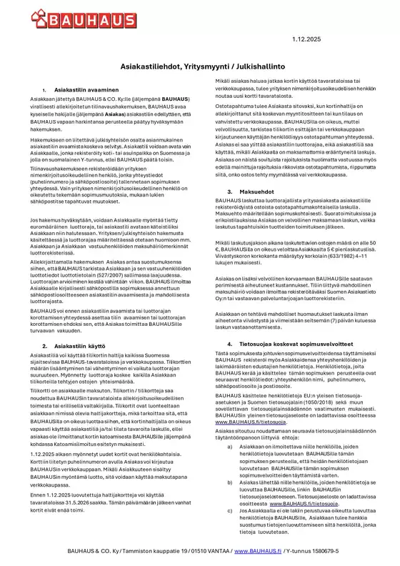 Bauhaus -luettelo, Raahe | tiliehdot fin 2 | 2025-12-01T00:00:00.000Z - 2026-05-31T00:00:00.000Z