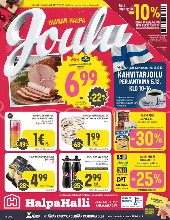 HalpaHalli -luettelo, Kouvola | Huippudiilit ja alennukset | 2025-12-03T00:00:00.000Z - 2025-12-09T00:00:00.000Z