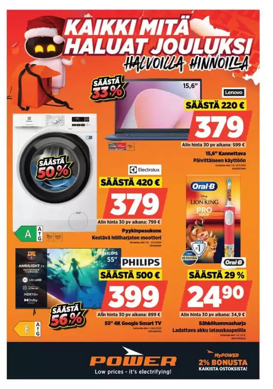Power -luettelo, Joensuu | Power tarjoukset | 2025-12-01T00:00:00.000Z - 2025-12-23T00:00:00.000Z
