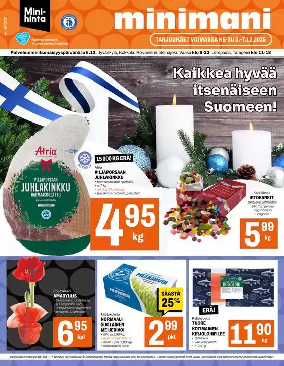Minimani -luettelo, Kokkola | Minimani Yhtiöt Oy | 2025-12-03T00:00:00.000Z - 2025-12-07T00:00:00.000Z