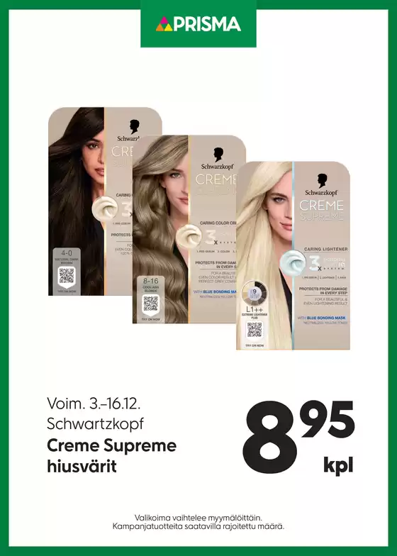 Prisma -luettelo, Kirkkonummi | TOK Prisma hiusvärit 3.-16.12. | 2025-03-03T00:00:00.000Z - 2025-12-16T00:00:00.000Z