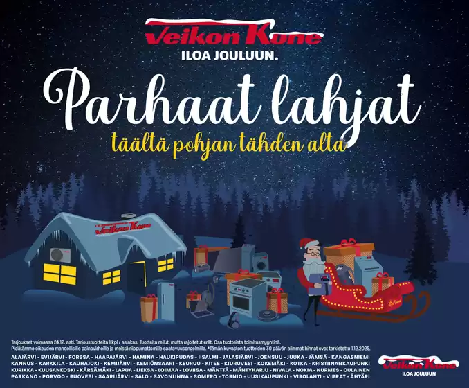 Veikon Kone -luettelo, Helsinki | Joulukuvasto | 2025-12-08T00:00:00.000Z - 2025-12-24T00:00:00.000Z