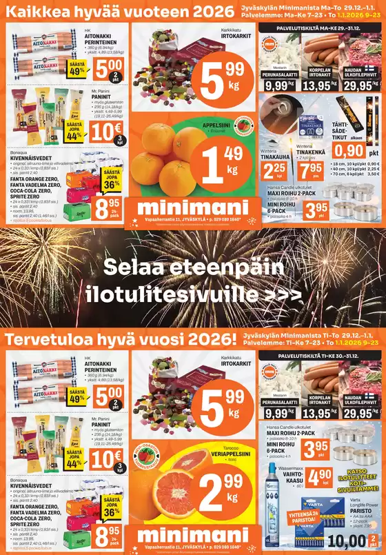 Minimani -luettelo, Mikkeli | Uusia tarjouksia löydettäväksi | 2025-12-29T00:00:00.000Z - 2026-01-01T00:00:00.000Z
