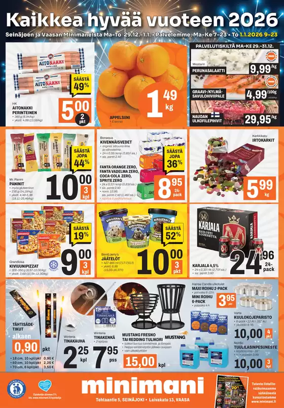 Minimani -luettelo, Mikkeli | Mahtavia alennuksia valituista tuotteista | 2025-12-29T00:00:00.000Z - 2026-01-01T00:00:00.000Z