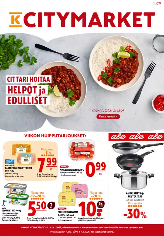 K-Citymarket -luettelo, Pöytyä | K-citymarket tarjoukset | 2026-01-01T00:00:00.000Z - 2026-01-04T00:00:00.000Z