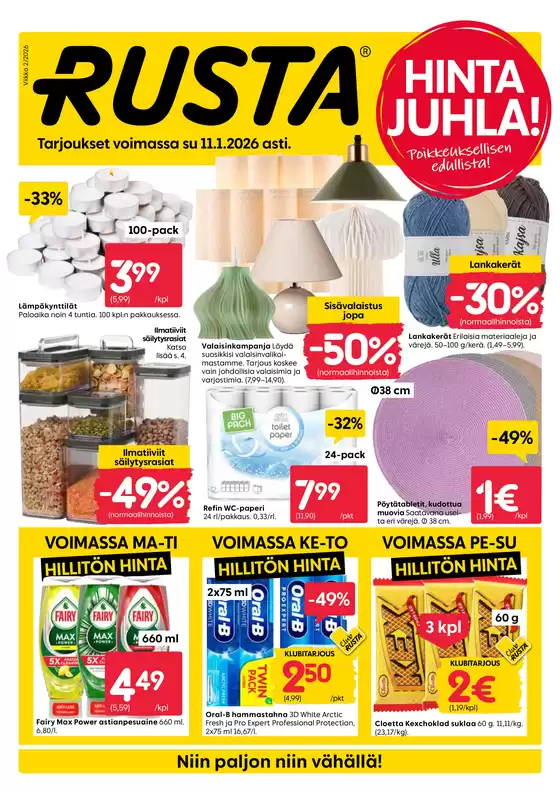Rusta -luettelo, Järvenpää | Rusta tarjoukset | 2026-01-05T00:00:00.000Z - 2026-01-11T00:00:00.000Z