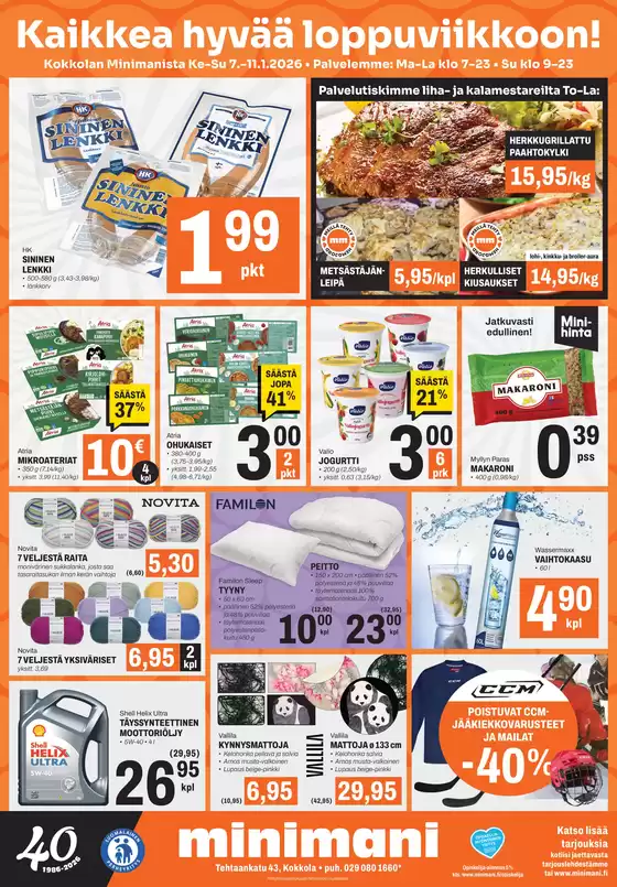 Minimani -luettelo, Kuopio | Eksklusiivisia diilejä asiakkaillemme | 2026-01-07T00:00:00.000Z - 2026-01-11T00:00:00.000Z