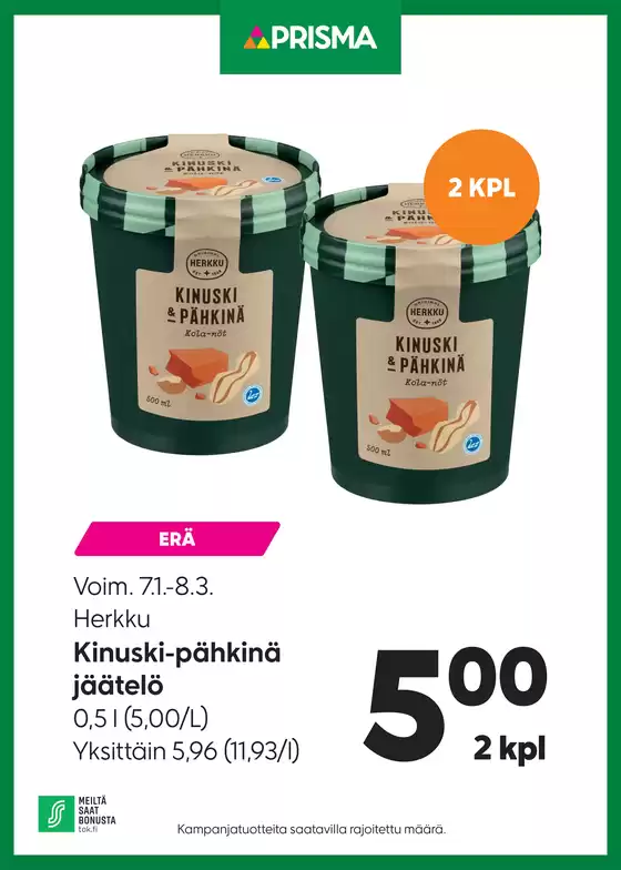 Prisma -luettelo, Salo | Prisma Herkku jäätelö 7.1.-8.3. | 2026-01-07T00:00:00.000Z - 2026-03-08T00:00:00.000Z