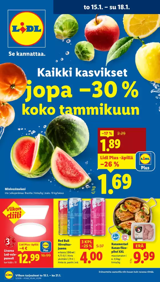 Lidl -luettelo, Espoo | Huippudiilejä kaikille asiakkaille | 2026-01-12T00:00:00.000Z - 2026-01-21T00:00:00.000Z