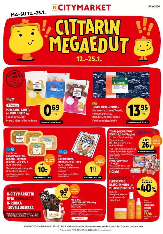 K-Citymarket -luettelo, Espoo | K-citymarket tarjoukset | 2026-01-12T00:00:00.000Z - 2026-01-25T00:00:00.000Z