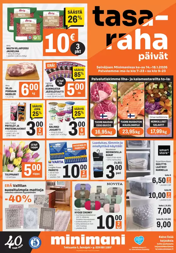 Minimani -luettelo, Kuopio | Houkuttelevia erikoistarjouksia kaikille | 2026-01-14T00:00:00.000Z - 2026-01-18T00:00:00.000Z