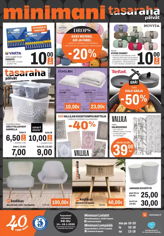 Minimani -luettelo, Kuopio | Parhaat diilimme sinulle | 2026-01-14T00:00:00.000Z - 2026-01-18T00:00:00.000Z