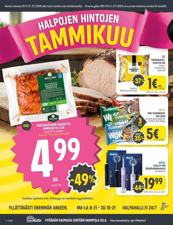 HalpaHalli -luettelo | Säästä nyt tarjouksillamme | 2026-01-21T00:00:00.000Z - 2026-01-27T00:00:00.000Z