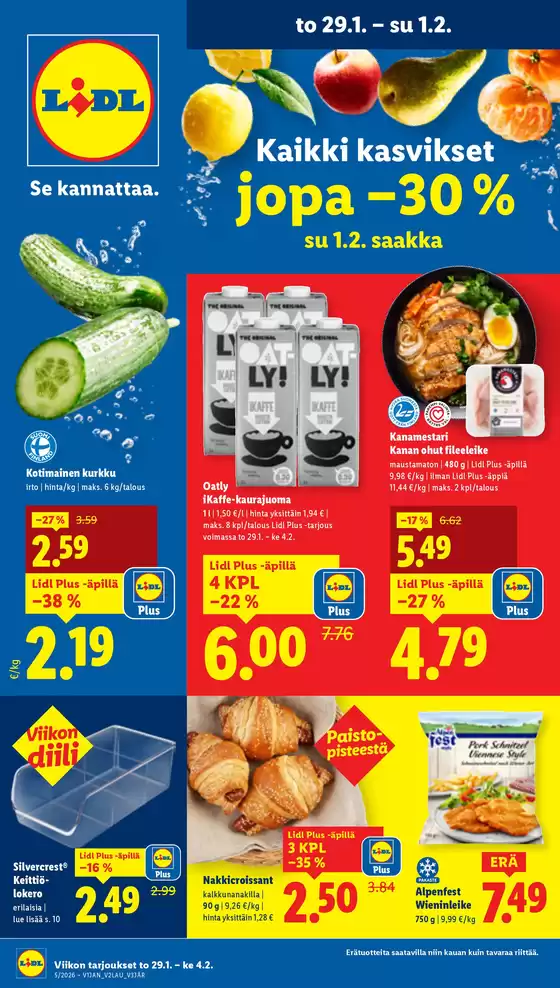 Lidl -luettelo, Vihti | Eksklusiivisia diilejä ja löytöjä | 2026-01-26T00:00:00.000Z - 2026-02-04T00:00:00.000Z