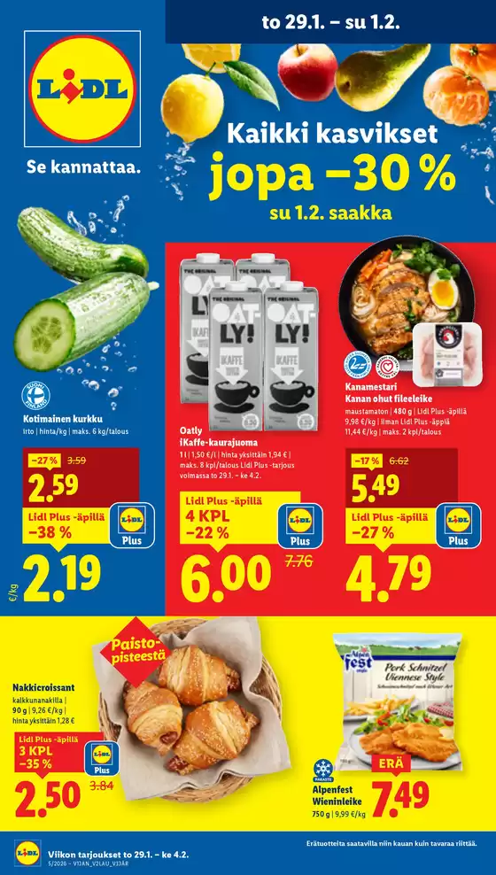 Lidl -luettelo, Urjala | Eksklusiivisia diilejä ja löytöjä | 2026-01-26T00:00:00.000Z - 2026-02-04T00:00:00.000Z