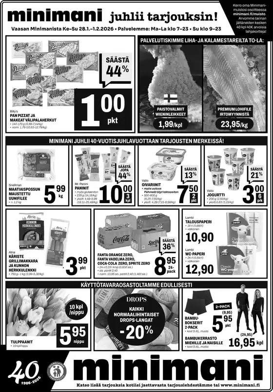 Minimani -luettelo, Kuopio | Houkuttelevia erikoistarjouksia kaikille | 2026-01-28T00:00:00.000Z - 2026-02-01T00:00:00.000Z