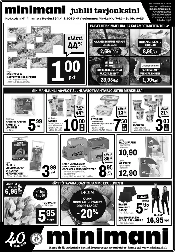 Minimani -luettelo, Kuopio | Eksklusiivisia diilejä ja löytöjä | 2026-01-28T00:00:00.000Z - 2026-02-01T00:00:00.000Z