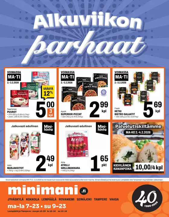 Minimani -luettelo, Varkaus | Minimani Yhtiöt Oy | 2026-02-02T00:00:00.000Z - 2026-02-03T00:00:00.000Z