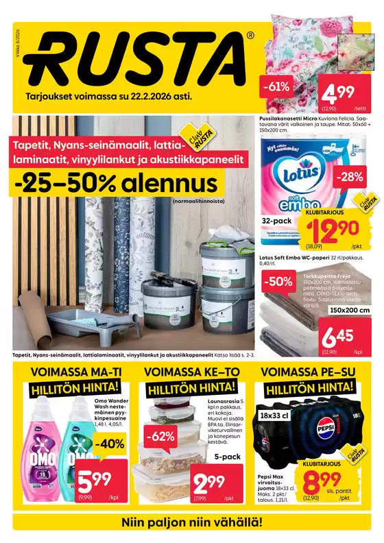 Rusta -luettelo, Nokia | Rusta tarjoukset | 2026-02-16T00:00:00.000Z - 2026-02-22T00:00:00.000Z